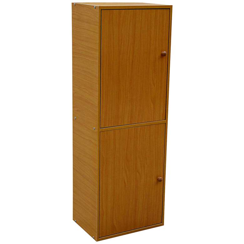 Image 1 Cornutt Adjustable 4-Shelf Natural Oak Bookshelf with Doors