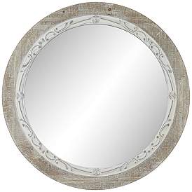 Image2 of Cornwall Gray and White-Washed 32 3/4" Round Wall Mirror