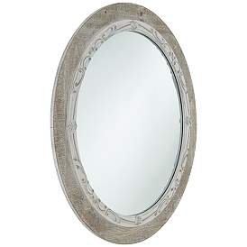 Image5 of Cornwall Gray and White-Washed 32 3/4" Round Wall Mirror more views