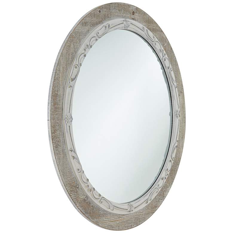 Image 5 Cornwall Gray and White-Washed 32 3/4 inch Round Wall Mirror more views