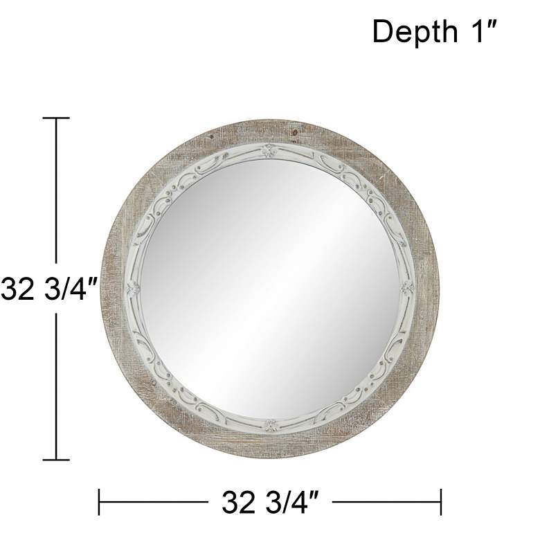 Image 7 Cornwall Gray and White-Washed 32 3/4" Round Wall Mirror more views