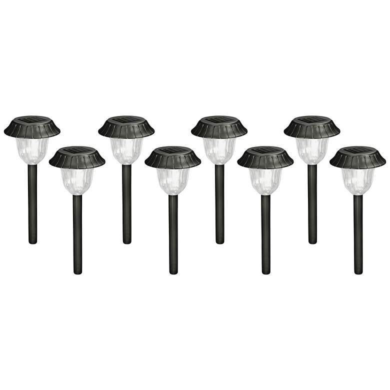 Image 1 Cornwell 12" High Black Plastic Solar 8-Pack LED Path Light
