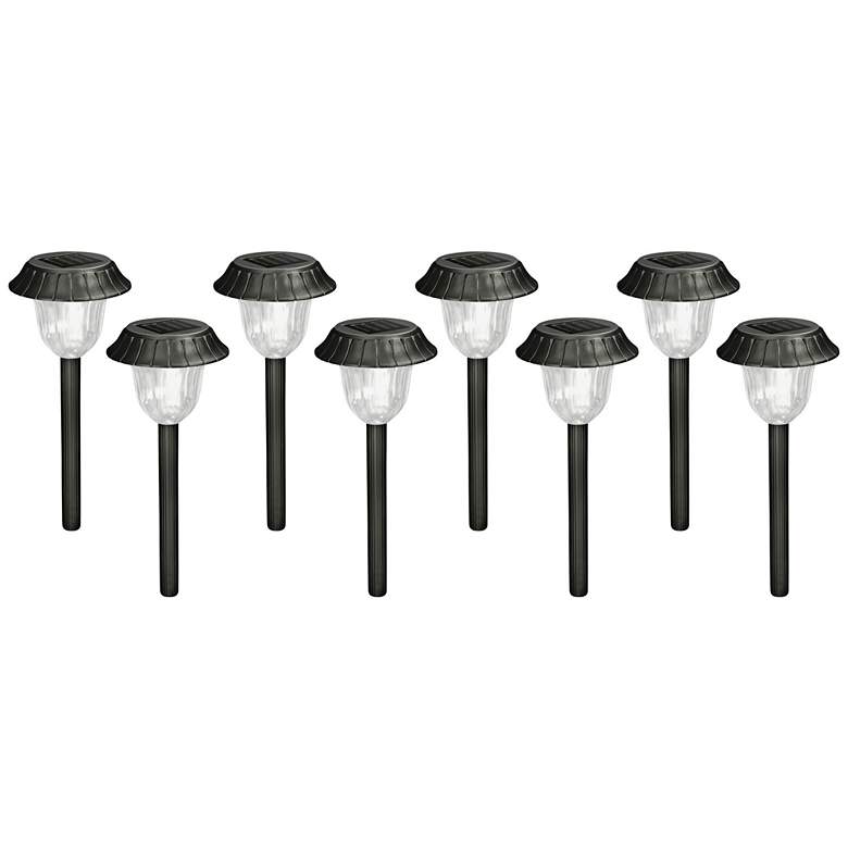 Image 1 Cornwell 12 inch High Black Plastic Solar 8-Pack LED Path Light