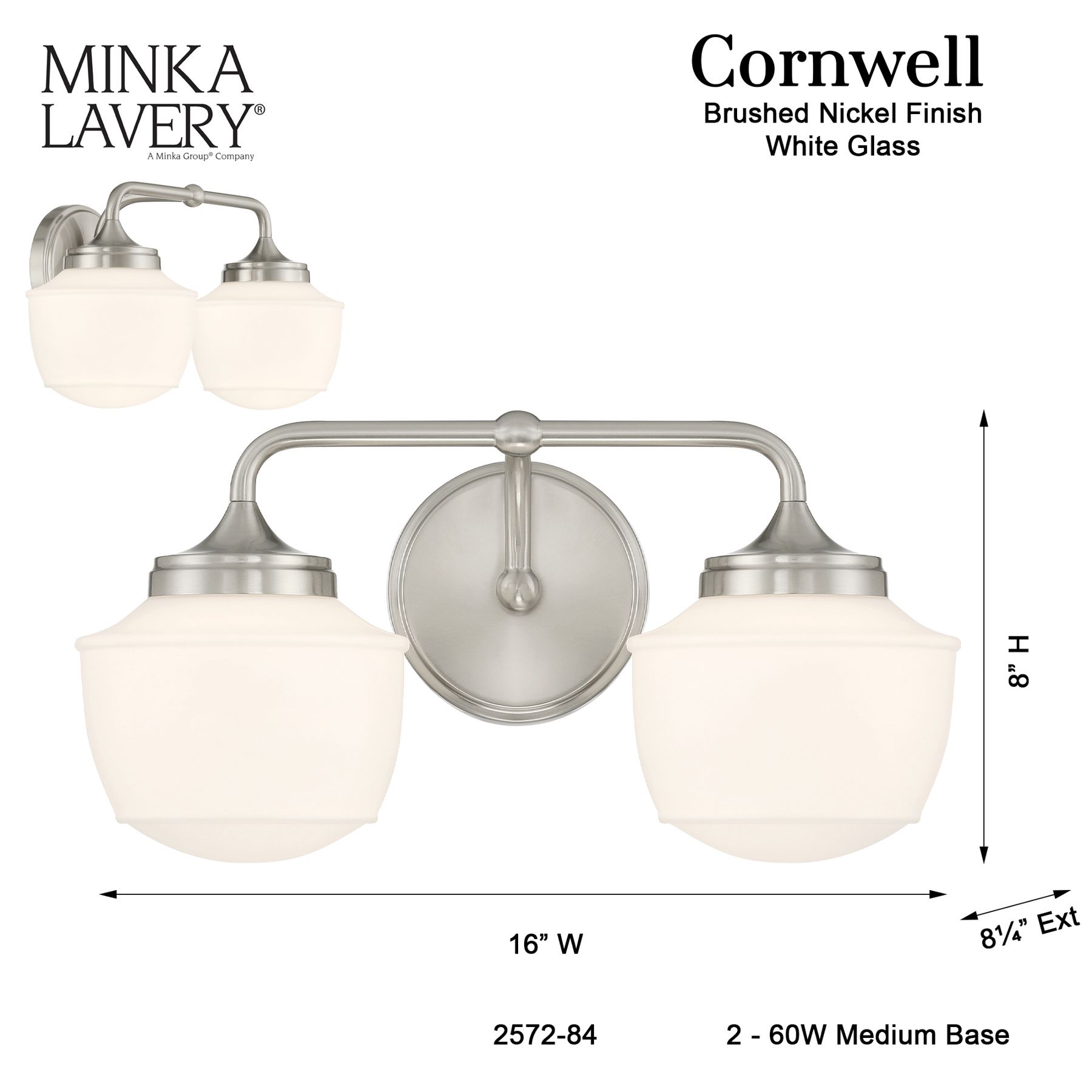 Cornwell 16" Wide Brushed Nickel 2-Light Wall Sconce