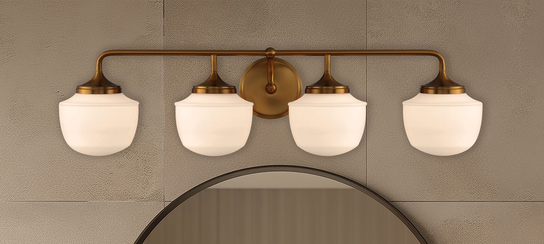 Cornwell 32 Wide Aged Brass 4-Light Vanity Bath Light | www.lampsplus.com