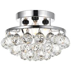 Corona 10&quot; Wide Chrome and Clear Crystal Ceiling Light