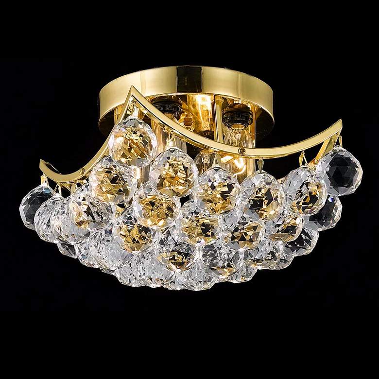 Image 1 Corona 10 inch Wide Modern Luxe Gold and Crystal Ceiling Light