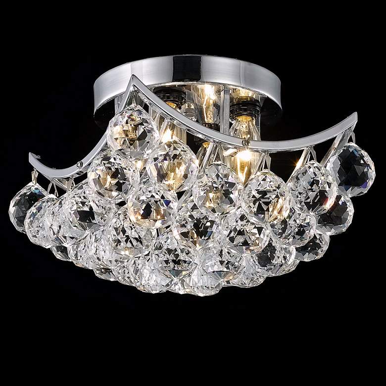 Image 1 Corona 10 inch Wide Modern Luxe Silver Chrome and Crystal Ceiling Light