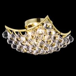 Corona 12&quot; Square Gold and Crystal Ceiling Light