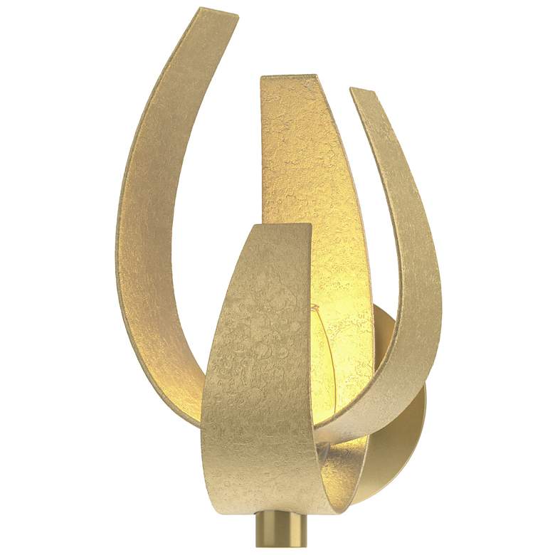Image 1 Corona 13.6"H Large Modern Brass Sconce With Frosted Glass Shade