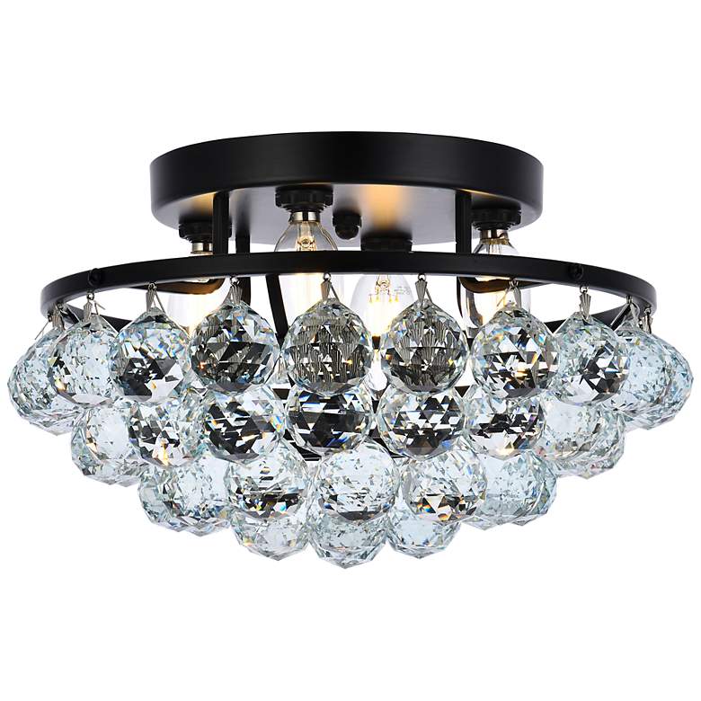 Image 3 Corona 14" Wide Black Iron Crystal 4-Light Ceiling Light