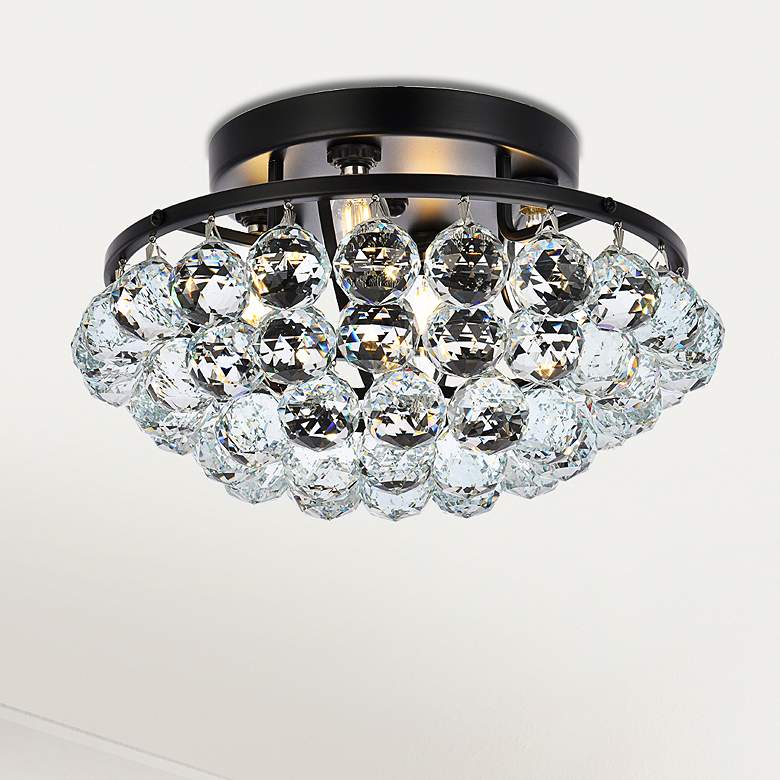 Image 2 Corona 14" Wide Black Iron Crystal 4-Light Ceiling Light
