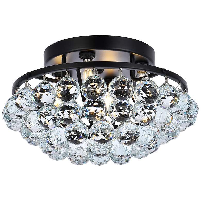 Image 5 Corona 14" Wide Black Iron Crystal 4-Light Ceiling Light more views