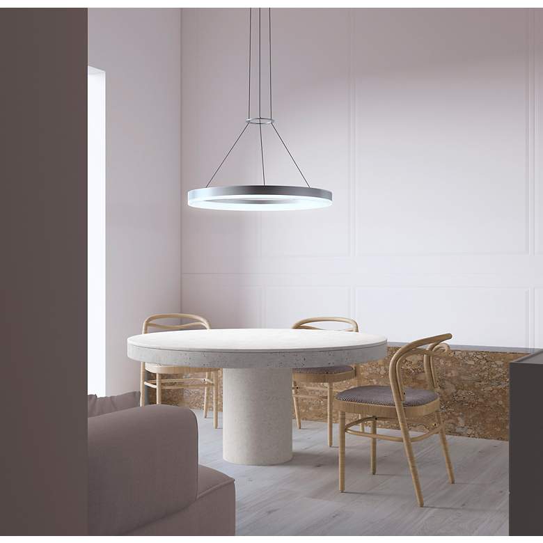 Image 7 Corona 15.75" Wide Bright Satin Aluminum LED Pendant more views