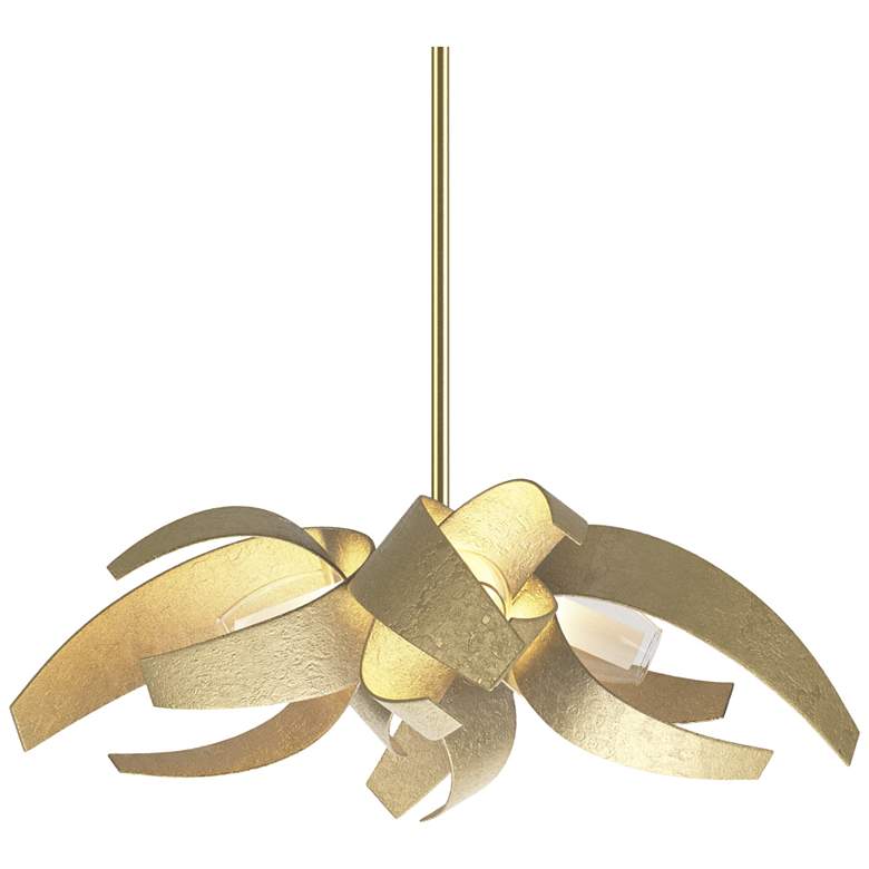 Image 1 Corona 18.25 inchW Small Brass Standard Pendant w/ Frosted Shade