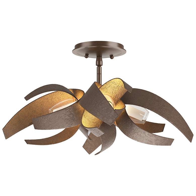 Image 1 Corona 19.6" Wide Bronze Semi-Flush With Clear Glass with Frosted Diffuser