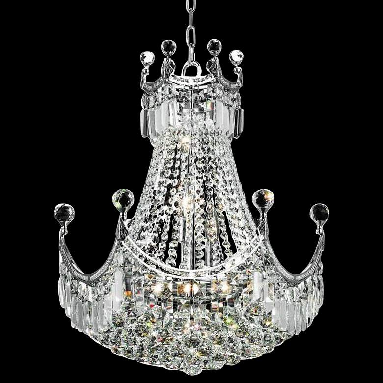 Corona 20&quot; Wide Chrome and Clear Crystal 2-Tier Chandelier