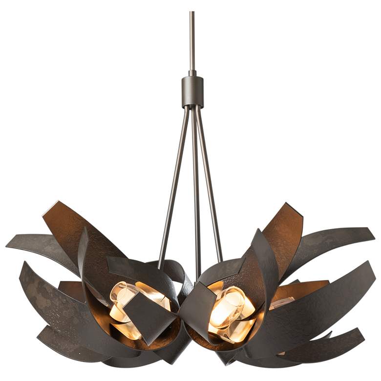 Image 1 Corona 26.9"W Brass Accented Dark Smoke Pendant With Frosted Diffuser