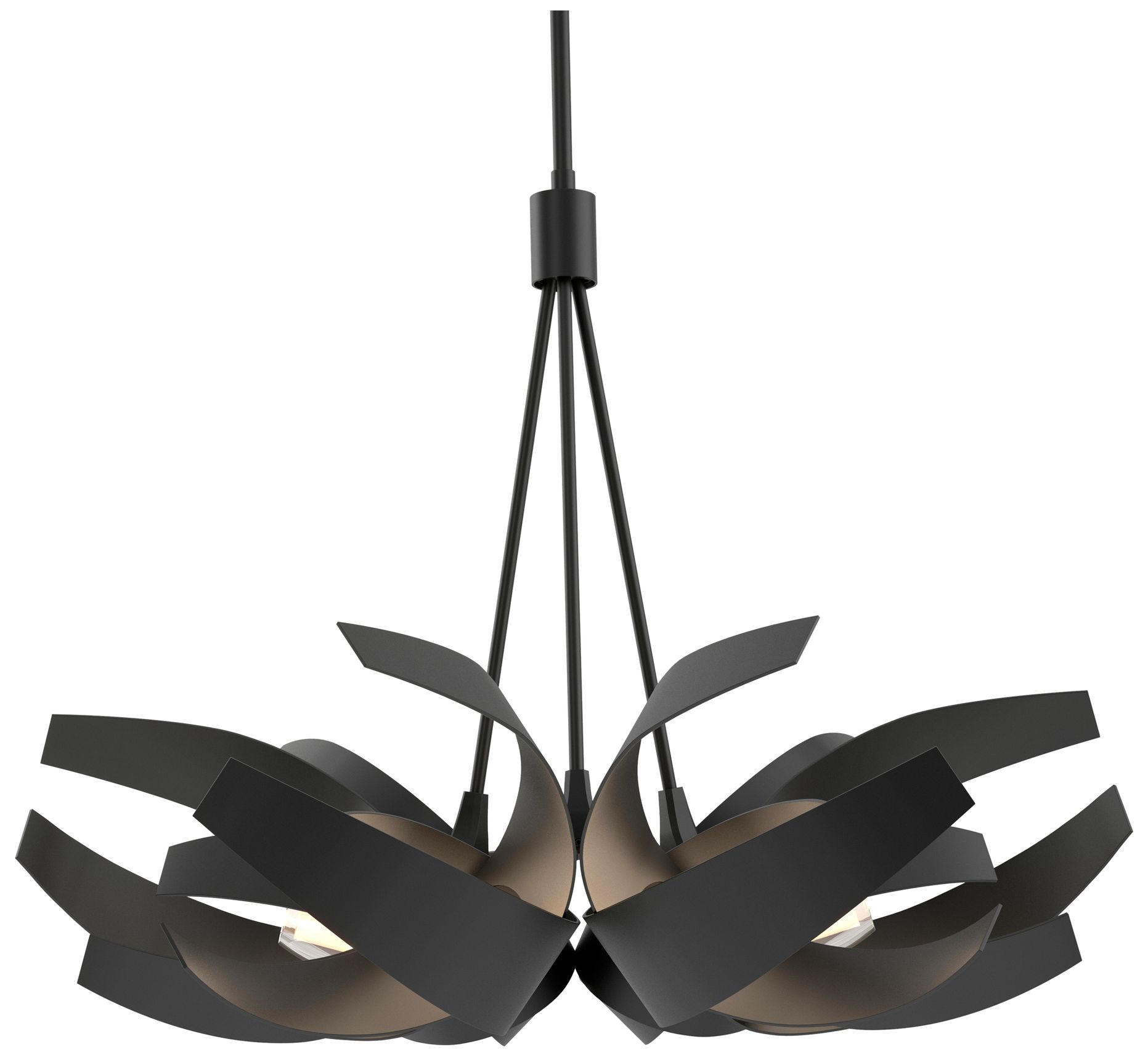 Corona 26.9"W Black Pendant w/Clear Glass w/Frosted Diffuser Made to Order