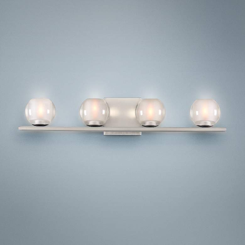 Image 1 Corona 26" Wide Satin Nickel 4-LED Bath Light