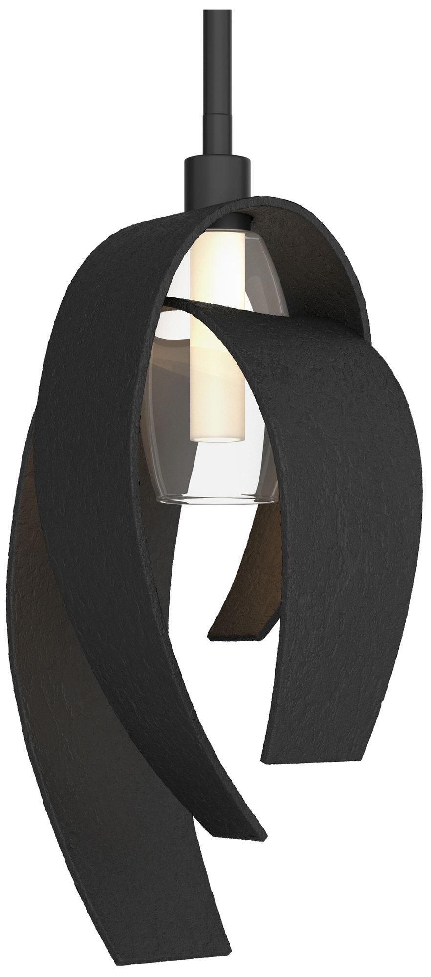 Corona 7" Wide Black Mini Pendant w/ Clear Glass with Frosted Diffuser