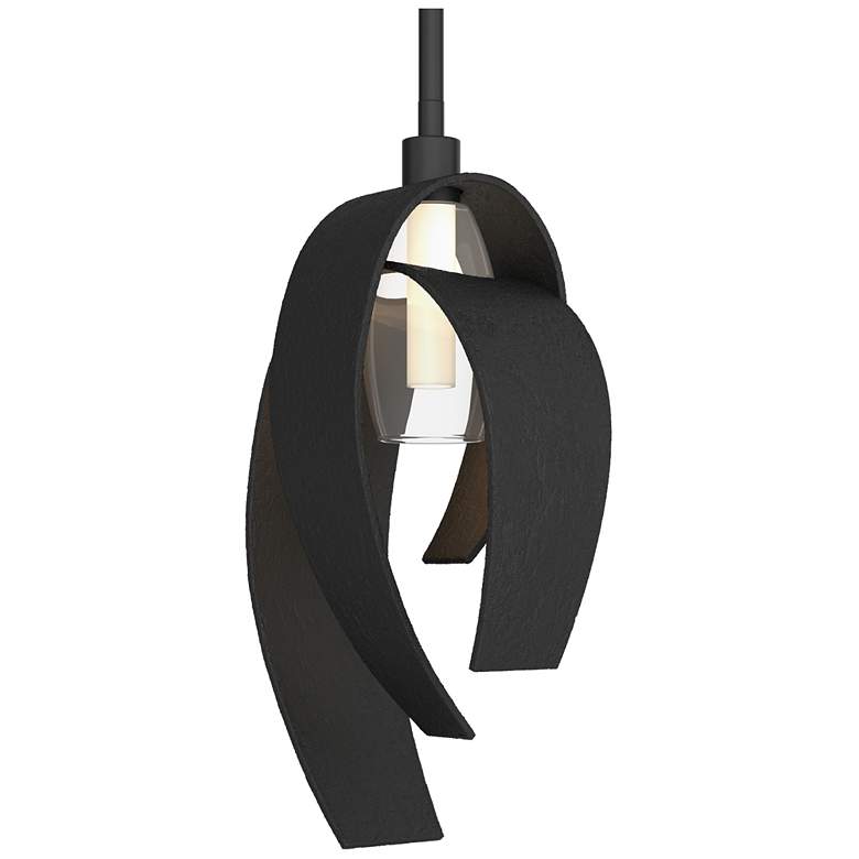 Image 1 Corona 7"W Large Black Mini-Pendant w/ Frosted Glass Shade