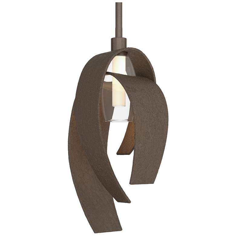 Image 1 Corona 7"W Large Bronze Mini-Pendant w/ Frosted Glass Shade