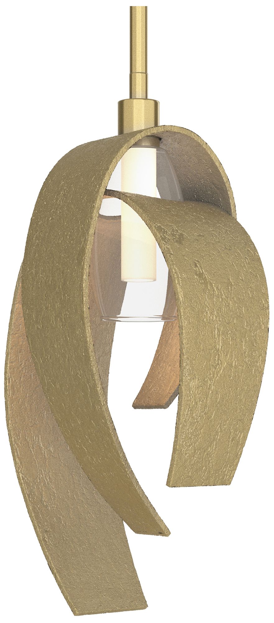 Corona 7"W Large Modern Brass Mini-Pendant w/ Frosted Glass Made to Or