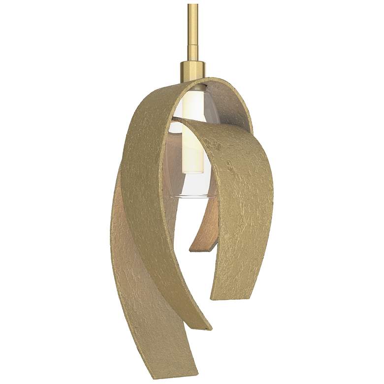 Image 1 Corona 7"W Large Modern Brass Mini-Pendant w/ Frosted Glass Shade