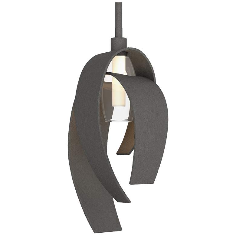 Image 1 Corona 7"W Large Natural Iron Mini-Pendant w/ Frosted Glass Shade