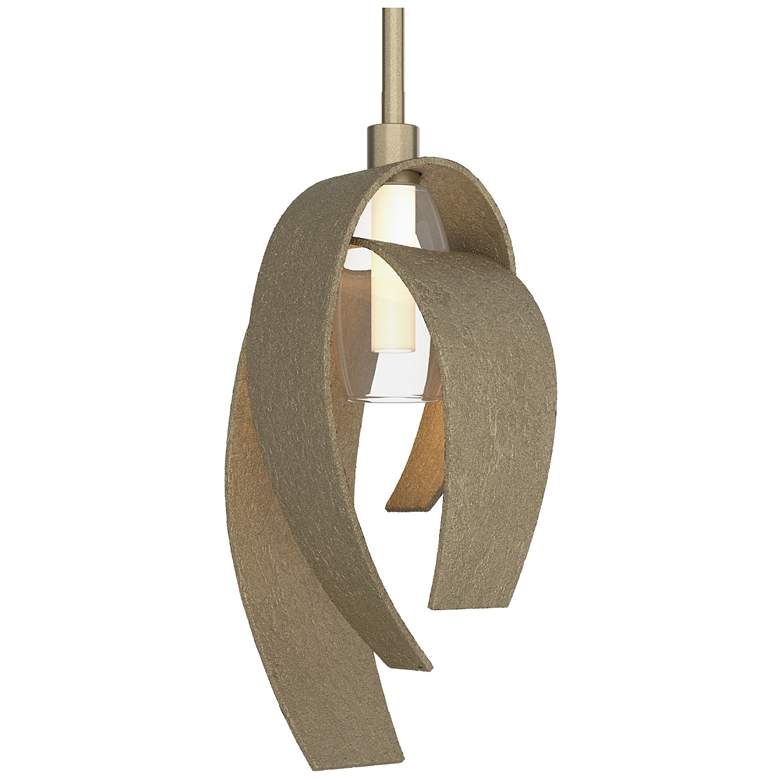 Image 1 Corona 7"W Large Soft Gold Mini-Pendant w/ Frosted Glass Shade