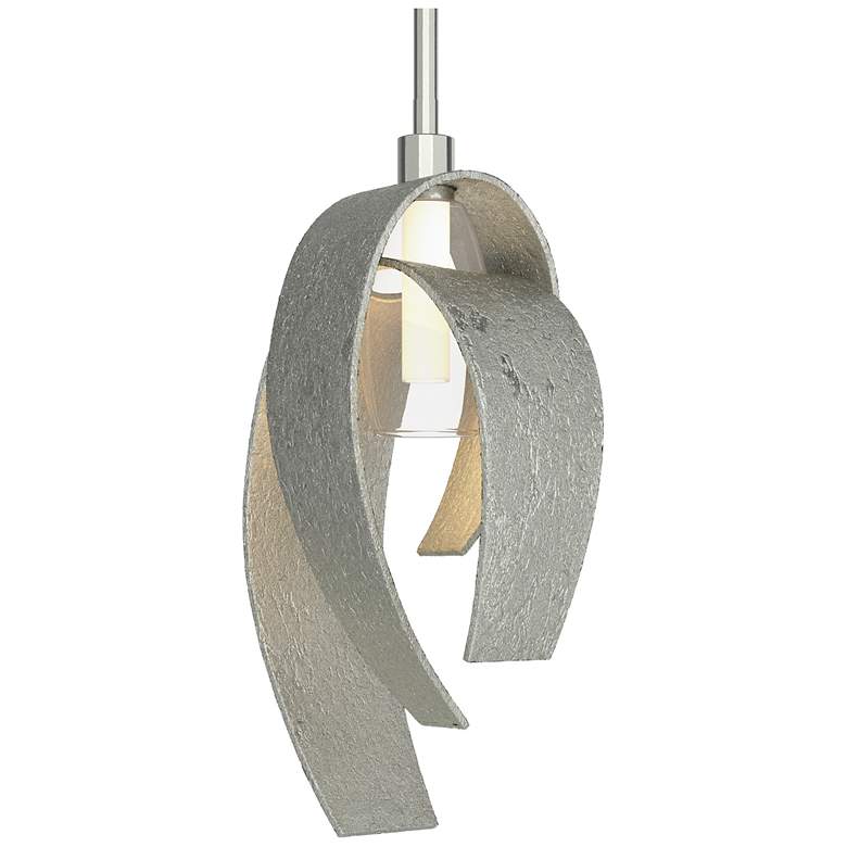 Image 1 Corona 7"W Large Sterling Mini-Pendant w/ Frosted Glass Shade