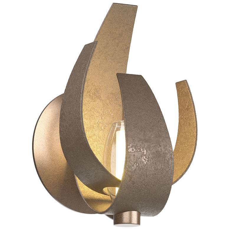 Image 1 Corona 9.7" High Bronze Sconce With Frosted Glass Shade