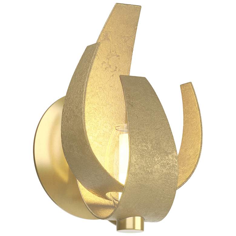 Image 1 Corona 9.7 inchH Modern Brass Sconce With Frosted Glass Shade