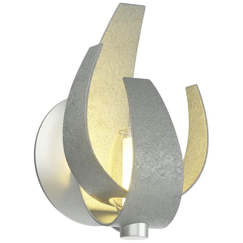 Image 1 Corona 9.7"H Vintage Platinum Sconce With Frosted Glass Shade