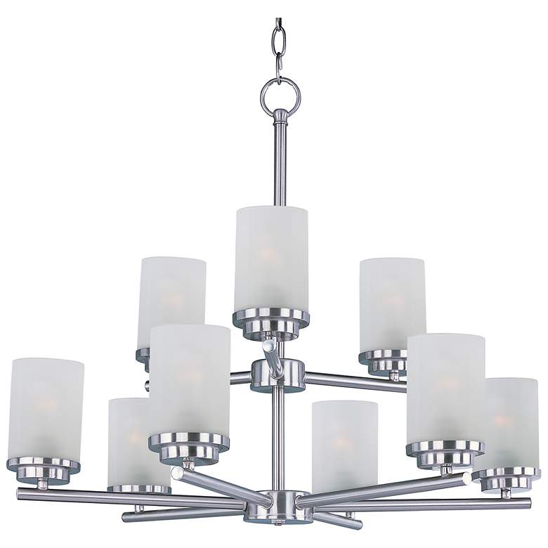 Image 1 Corona 9-Light 28 inch Wide Satin Nickel Chandelier