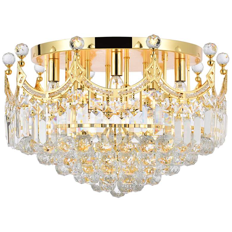 Image 1 Corona 9 Lt Gold Flush Mount Clear