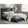 Corona Mid-Century Graphite Fabric Upholstered Queen Bed