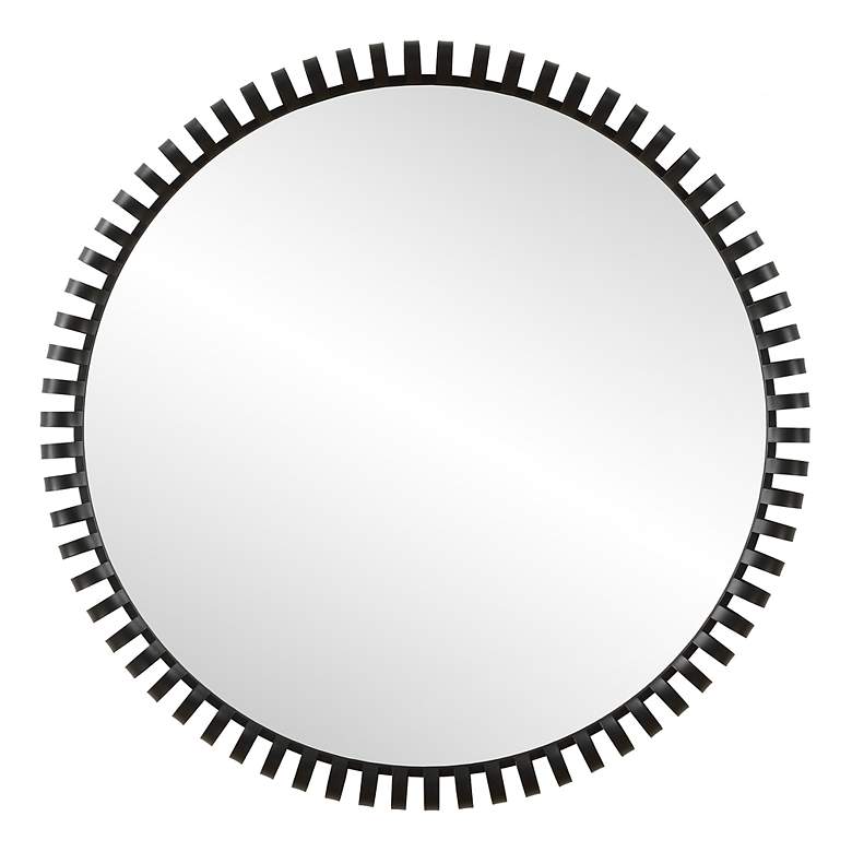 Image 2 Corona Satin Black 50" Round Wall Mirror