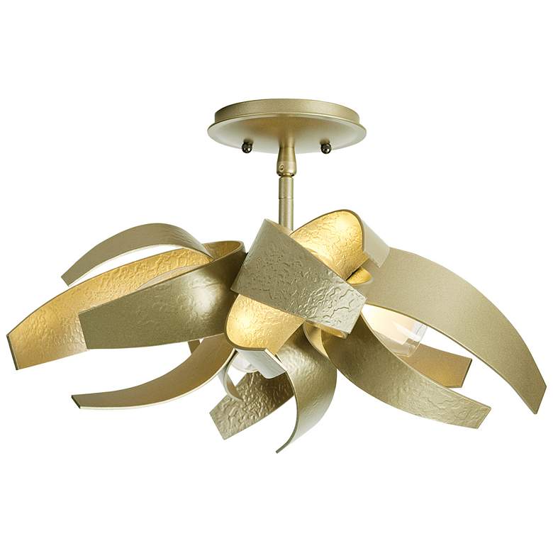 Image 1 Corona Semi-Flush - Soft Gold Finish - Clear Glass with Frosted Diffuser
