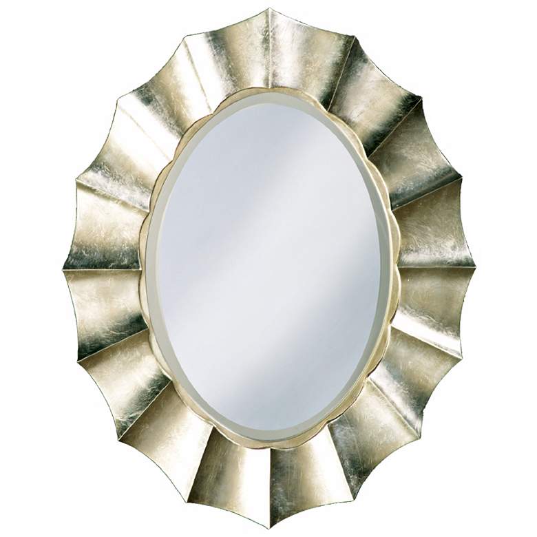 Image 1 Corona Silver Leaf 40 inch High Oval Wall Mirror