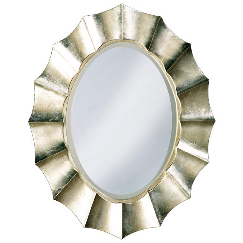 Image 1 Corona Silver Leaf 40" High Oval Wall Mirror