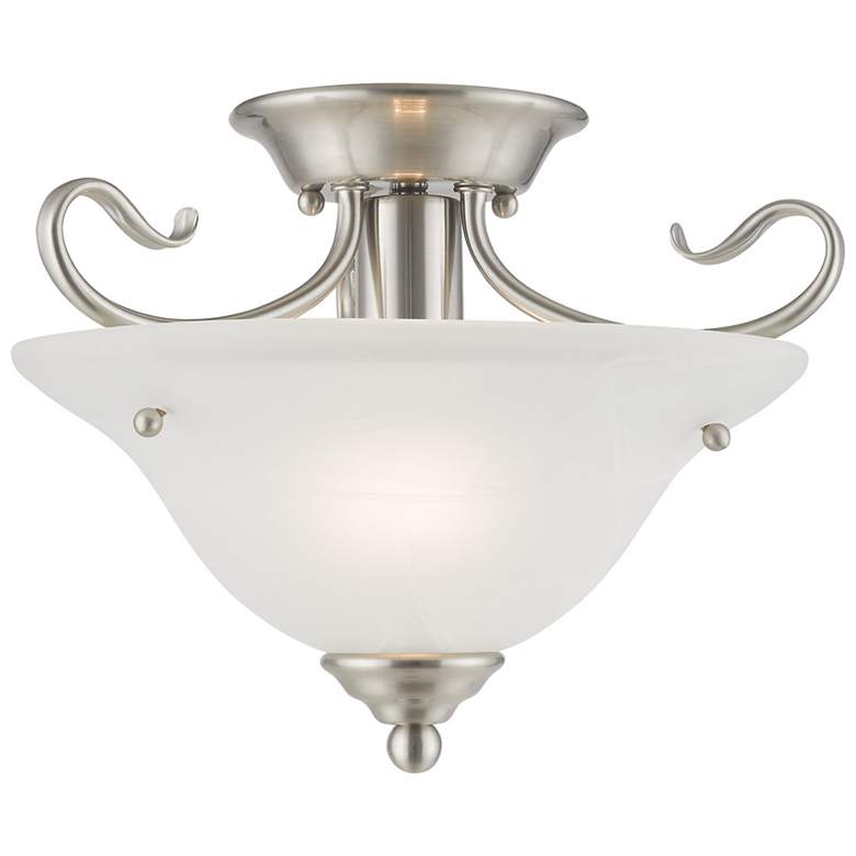 Image 1 Coronado 13-in W Brushed Nickel Alabaster Glass Semi-Flush Mount Light