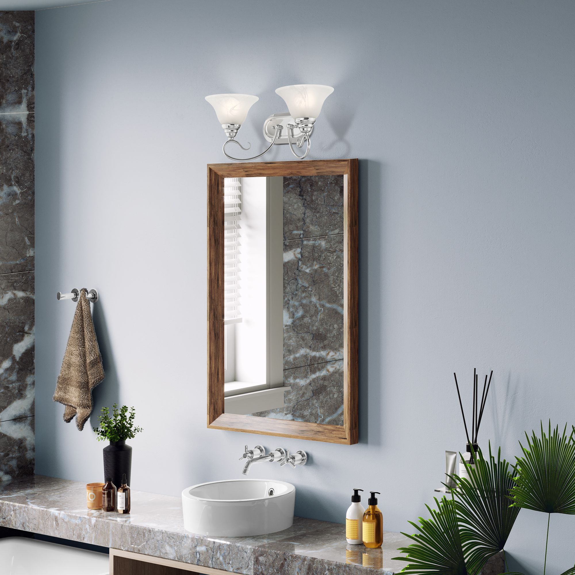 Coronado 2-Light 8.5-in Chrome Bell Vanity Light