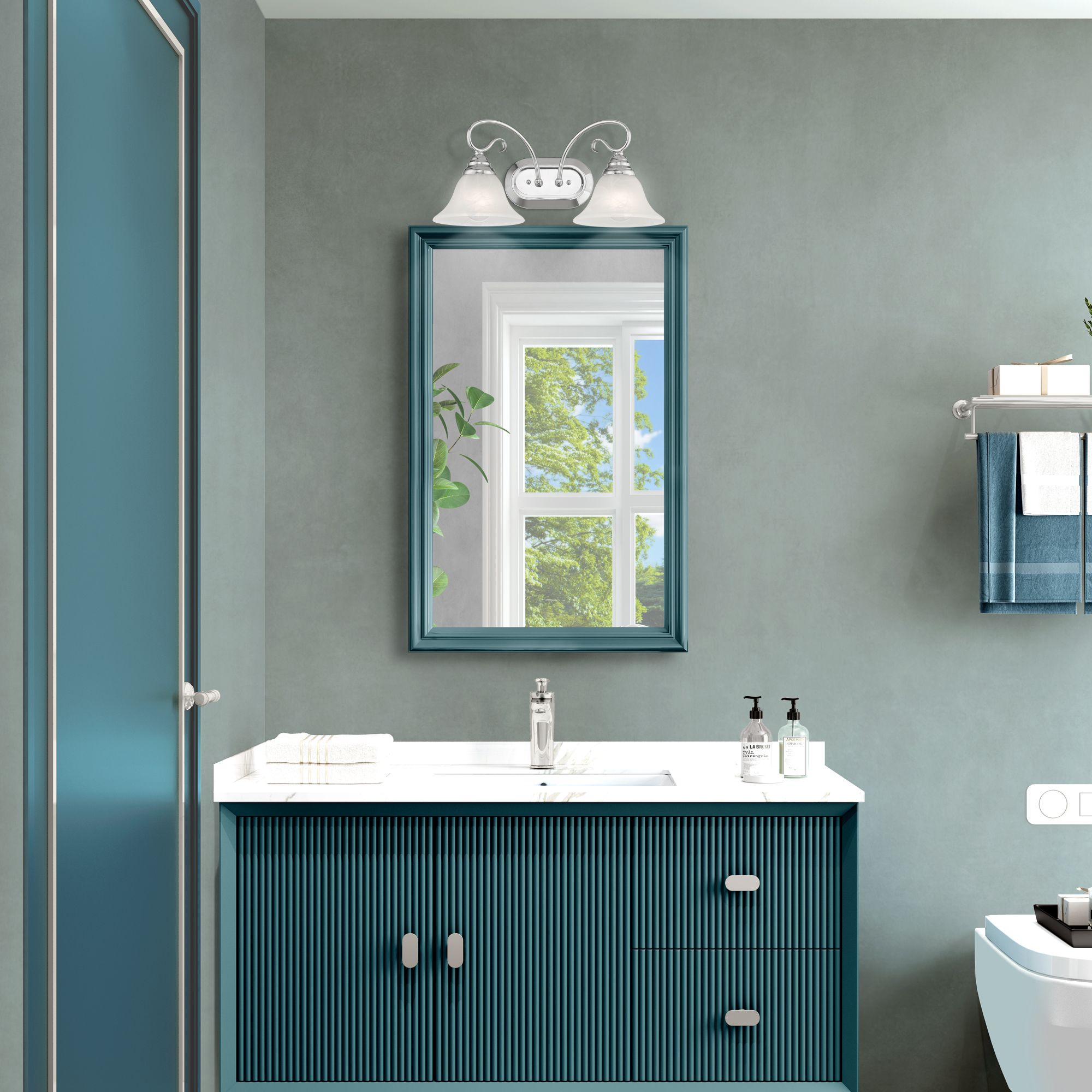 Coronado 2-Light 8.5-in Chrome Bell Vanity Light