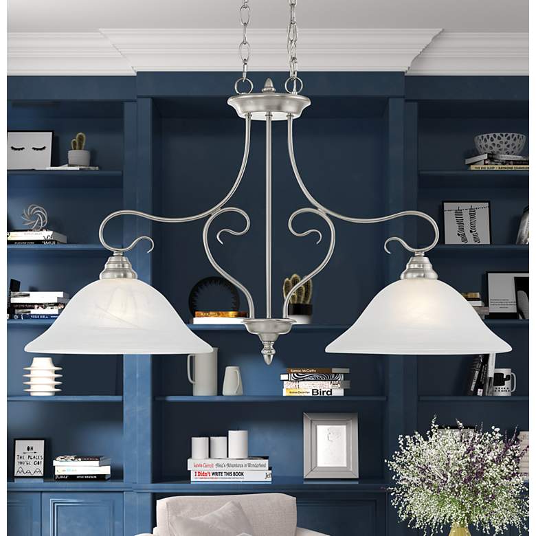 Image 1 Coronado 34 1/2" Wide Brushed Nickel 2-Light Linear Pendant