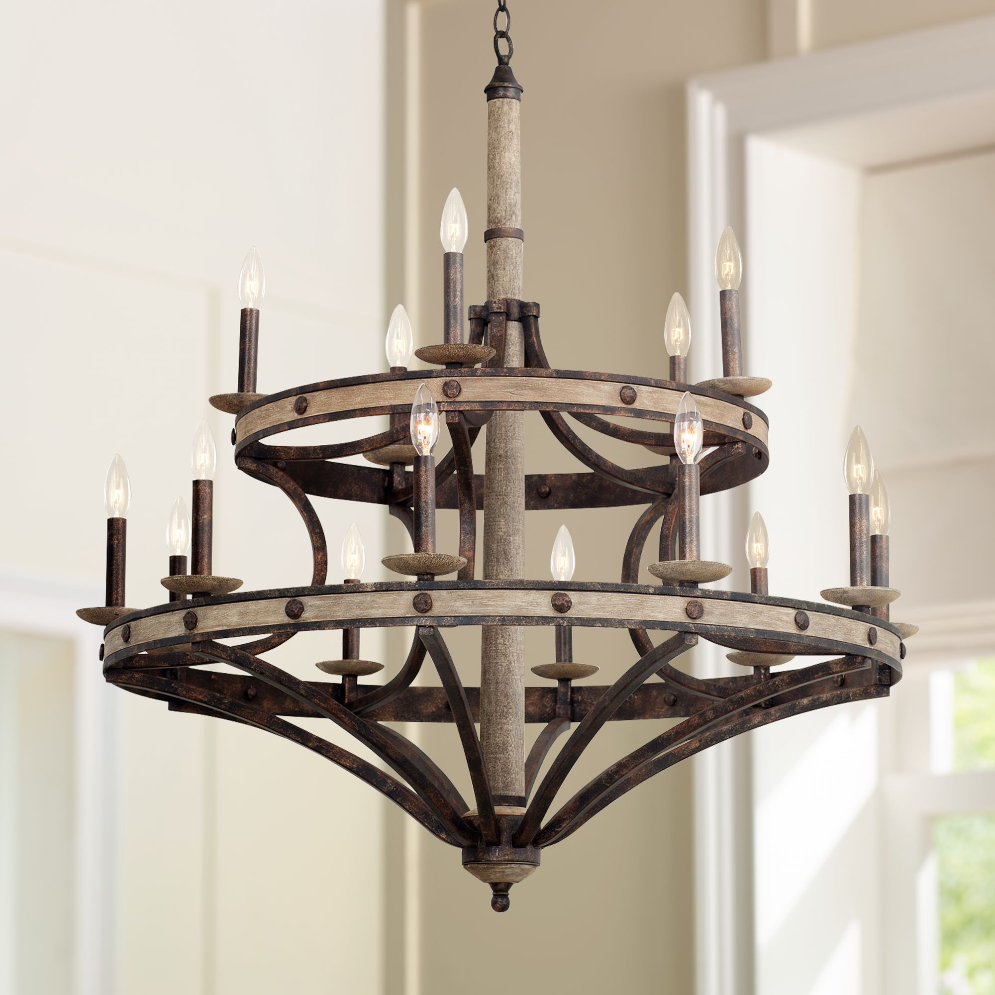 large wagon wheel chandelier