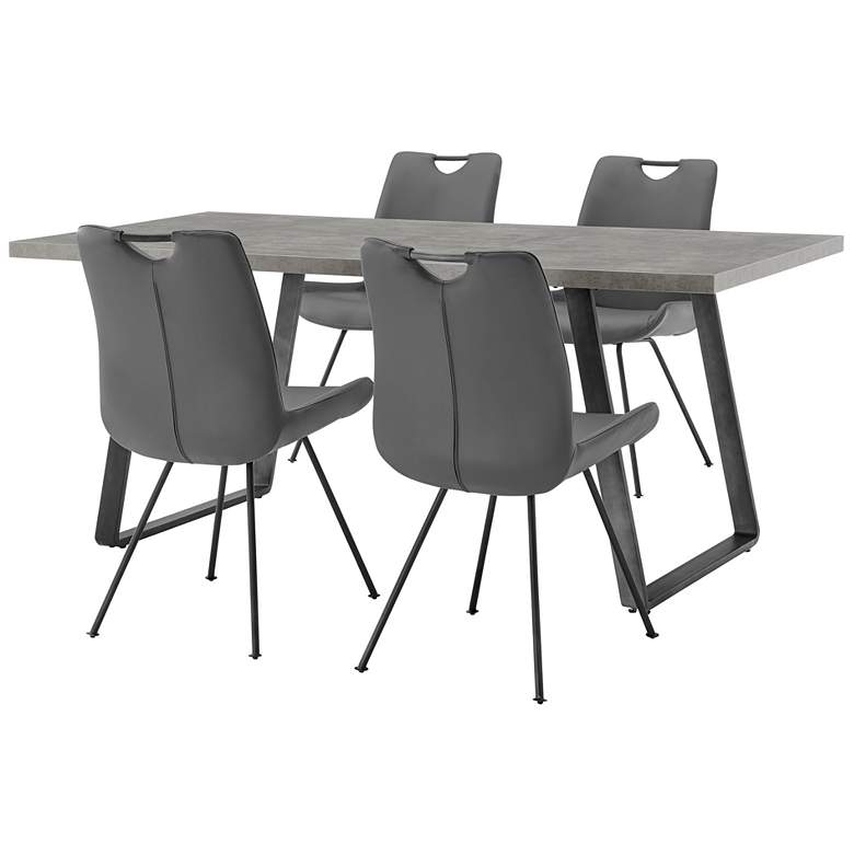 Image 1 Coronado 5 Piece Rectangular Dining Set in Gray Faux Leather and Metal