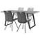 Coronado 5 Piece Rectangular Dining Set in Pewter Faux Leather and Metal