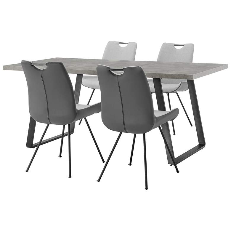 Image 1 Coronado 5 Piece Rectangular Dining Set in Pewter Faux Leather and Metal